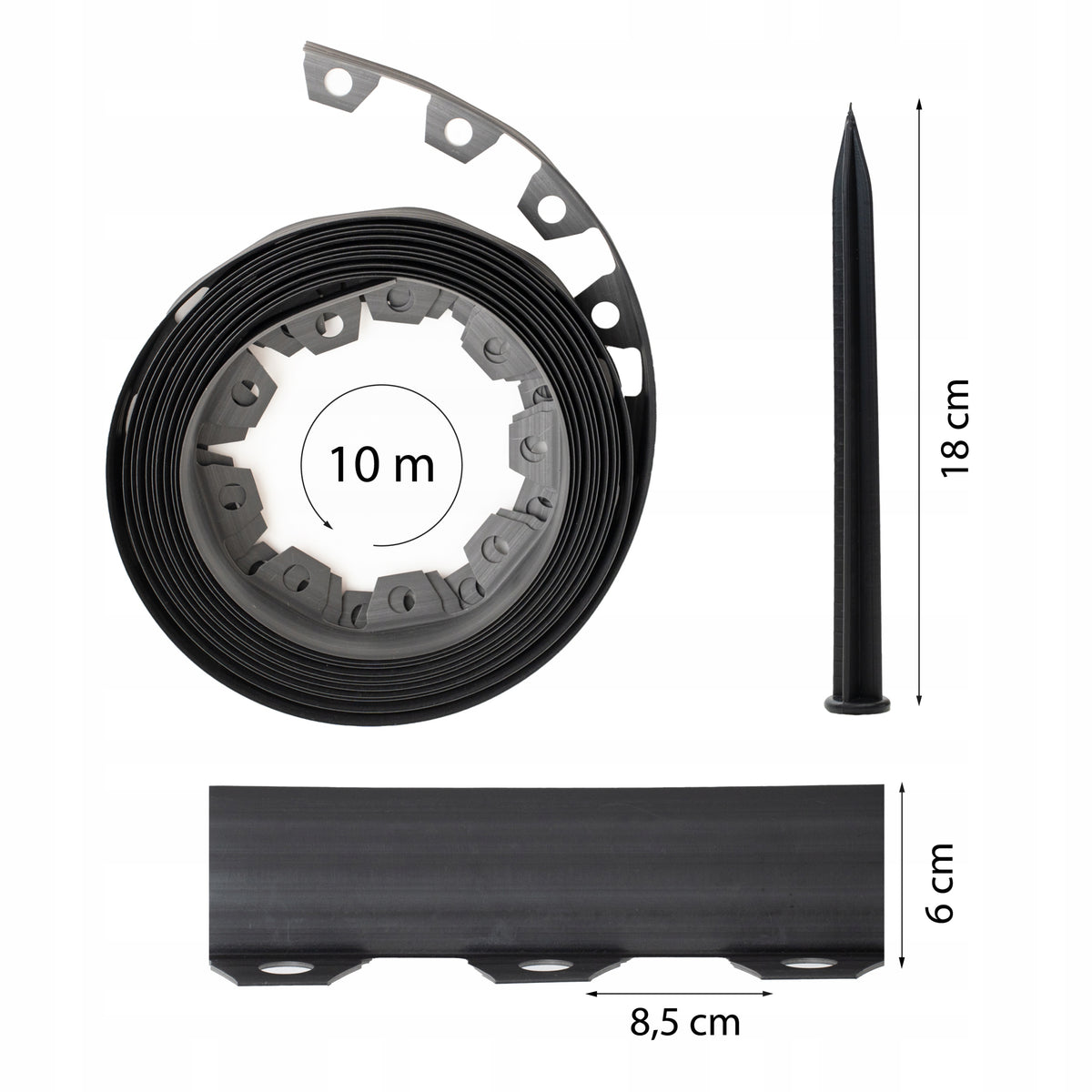 Lawn GARDEN EDGING 40m Black H 6cm Plastic + Anchors Manufacturer code czarne 40/6
