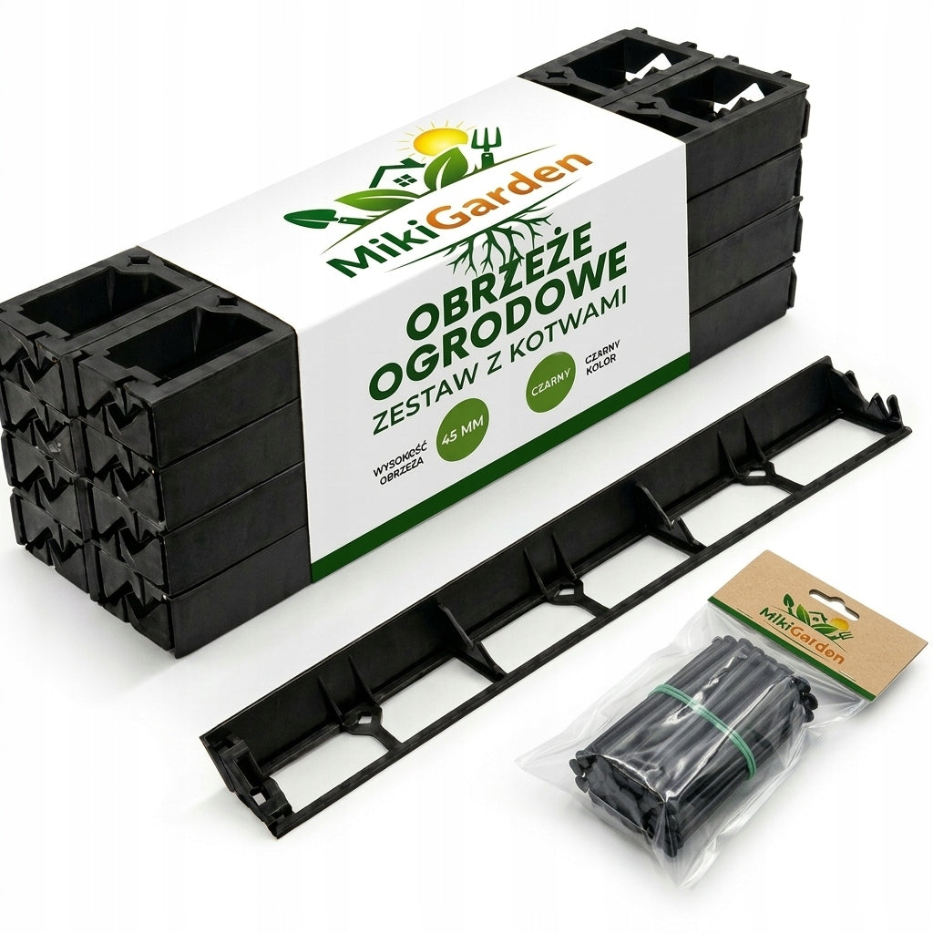 Lawn Garden Edging 10m 45mm Palisade Eco Border Black + 40 Anchors