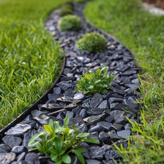 Lawn Garden Edging 20m 58mm Palisade Eco Border Black + 80 Anchors Color black