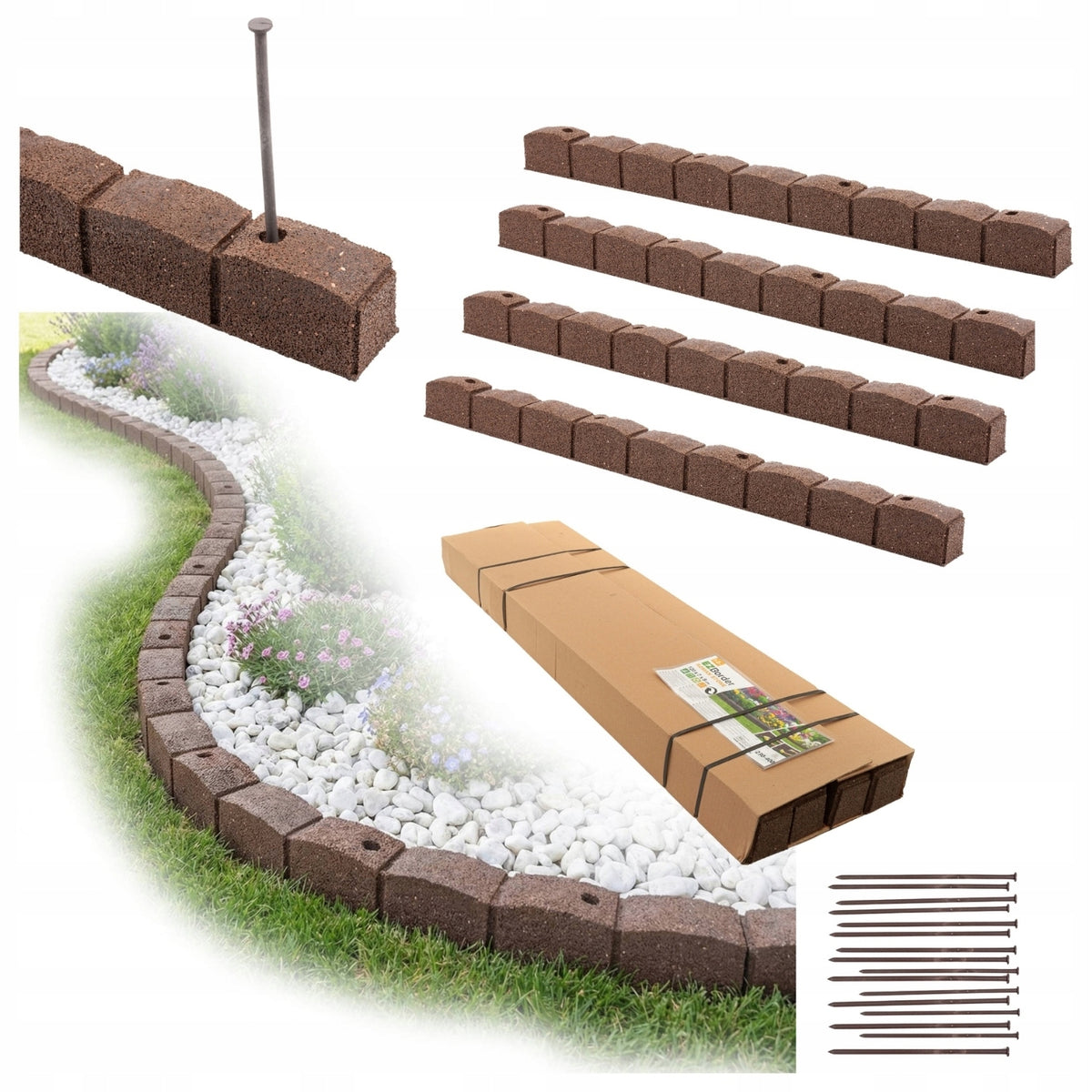 Lawn Garden Edging 4,8m Palisade Paving Stone Curb Border Rubber