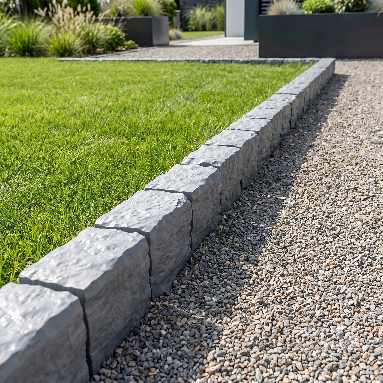 Lawn Garden Edging Grey Palisade Plastic Granite Cube 2,1m Material plastic