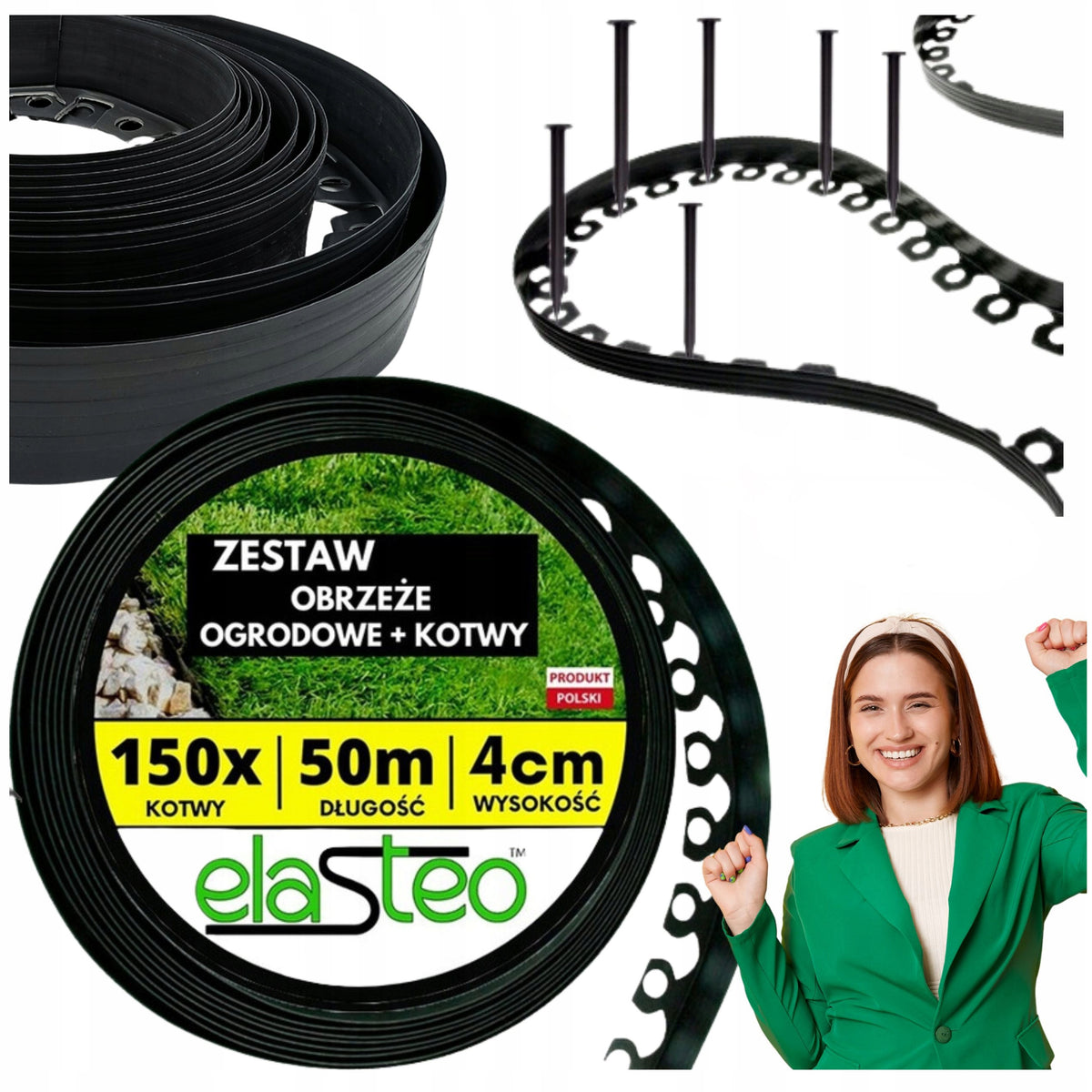 Lawn Garden edging 50m Tailor Flexible Border + 150 Anchors
