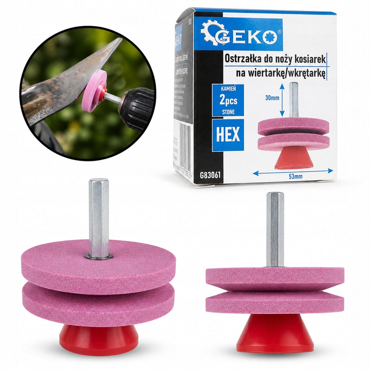 Lawn Mower Knife Sharpener Abrasive Stones 53mm For Single Chamber Drills