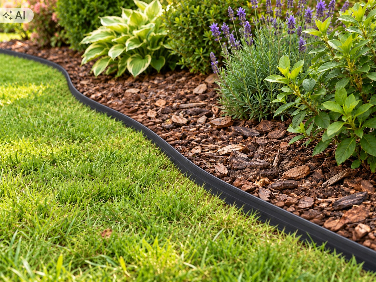 Lawn edging 6cm Garden 10m Black Curb Border Strong +30 Anchors Packaging status original