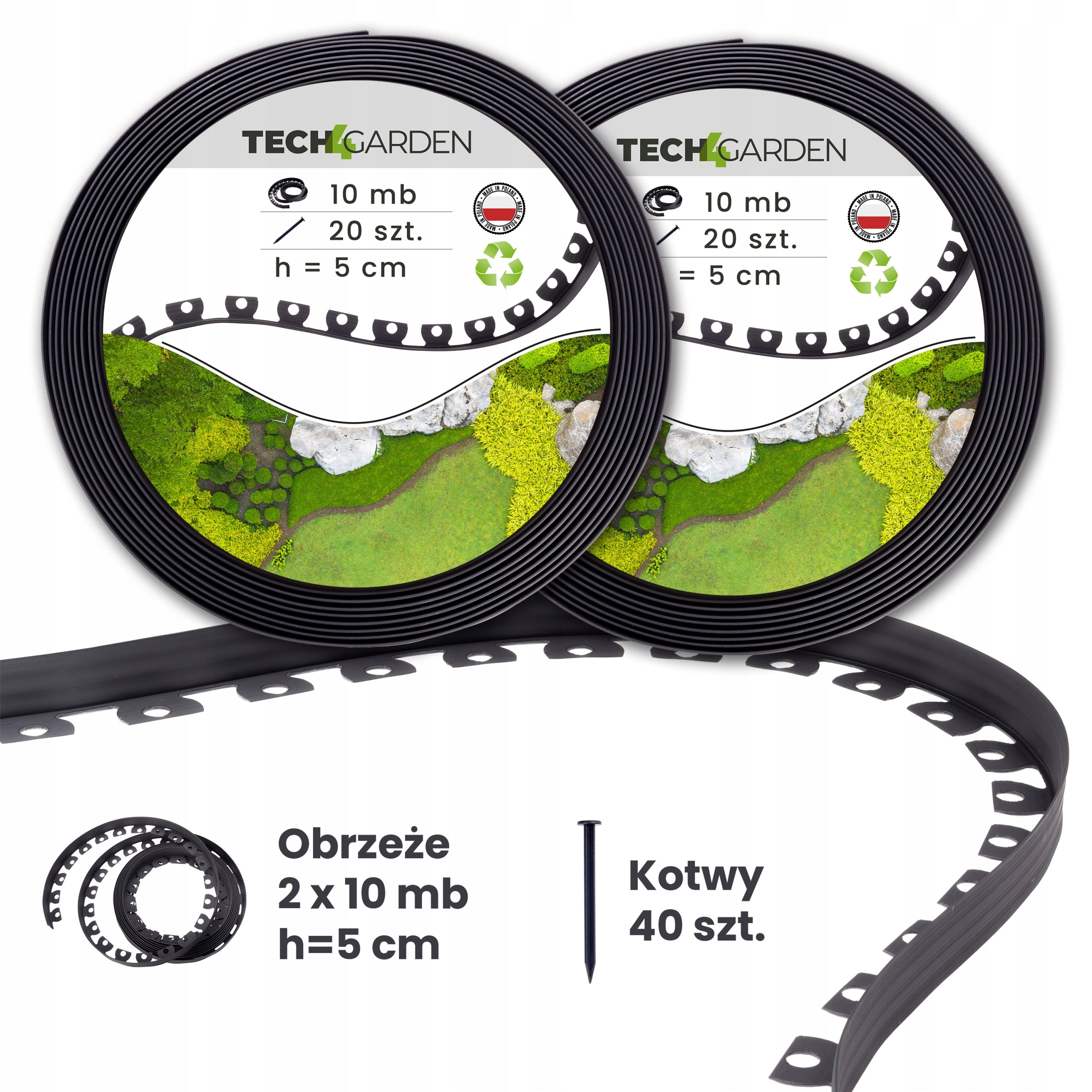 Lawn edging BORDER 5 cm + anchors 40 pieces