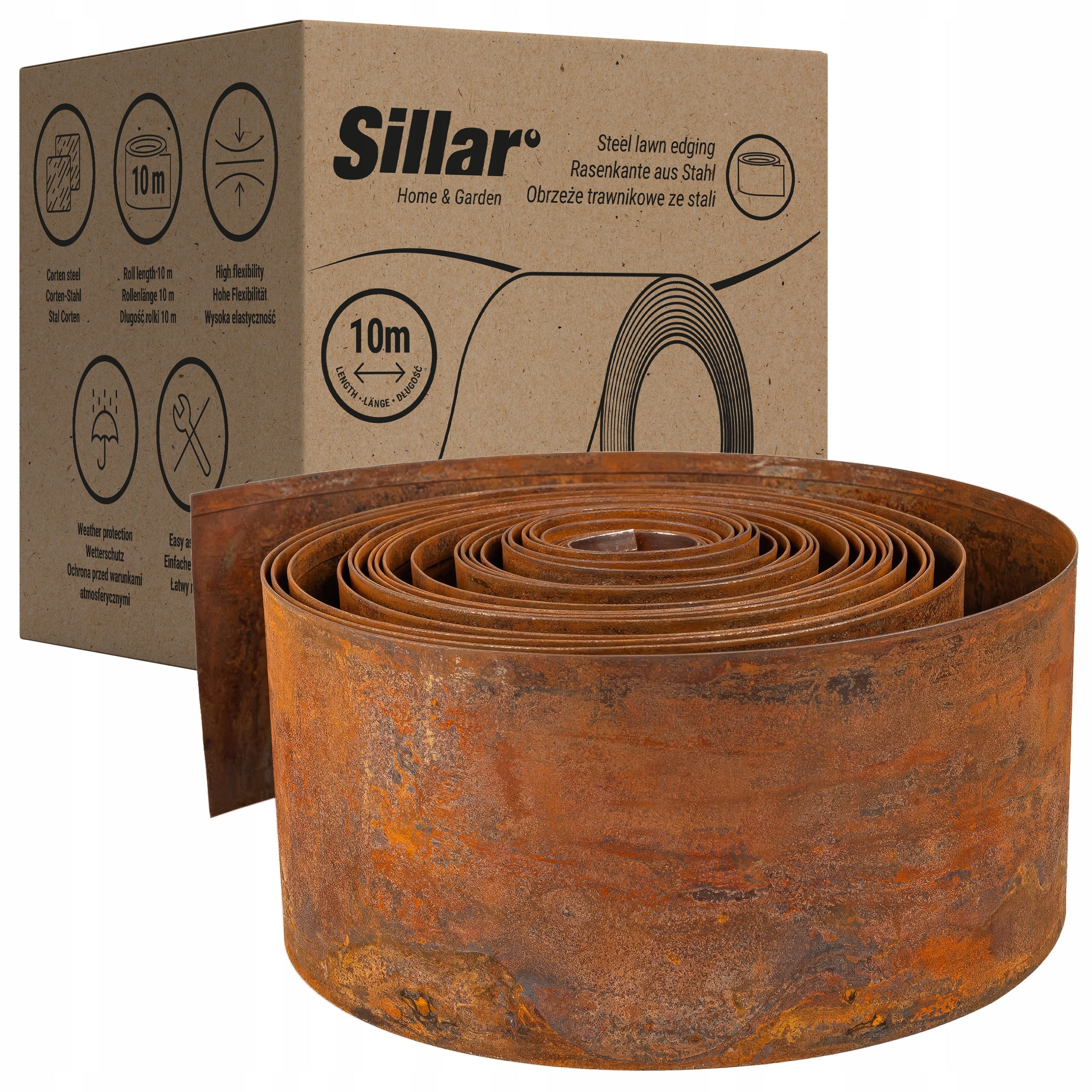 Lawn edging garden metal corrosion rust sheet metal Corten steel 10m