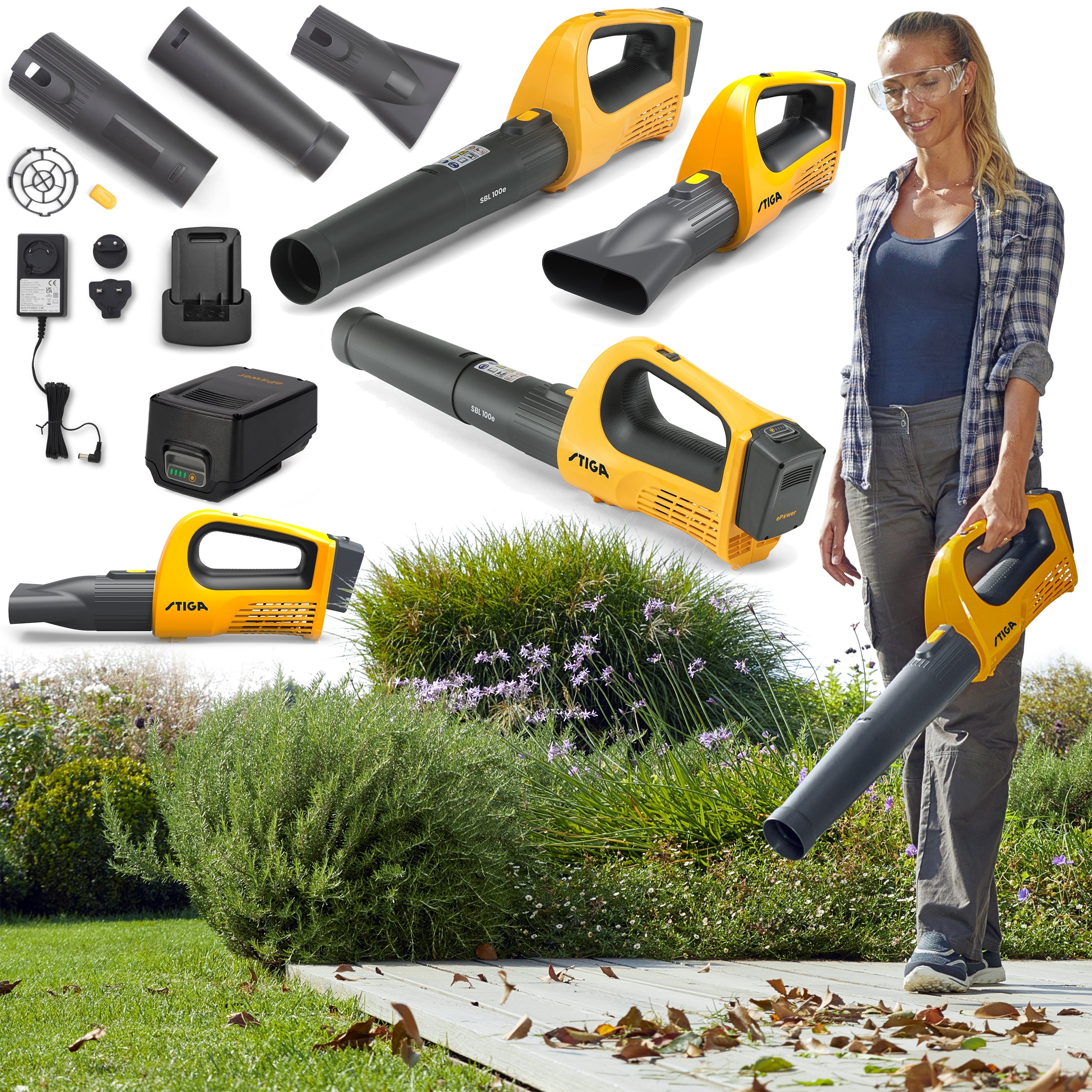 Leaf Blower STIGA SBL 100e Cordless 20V Two Nozzles Set of 4 Ah