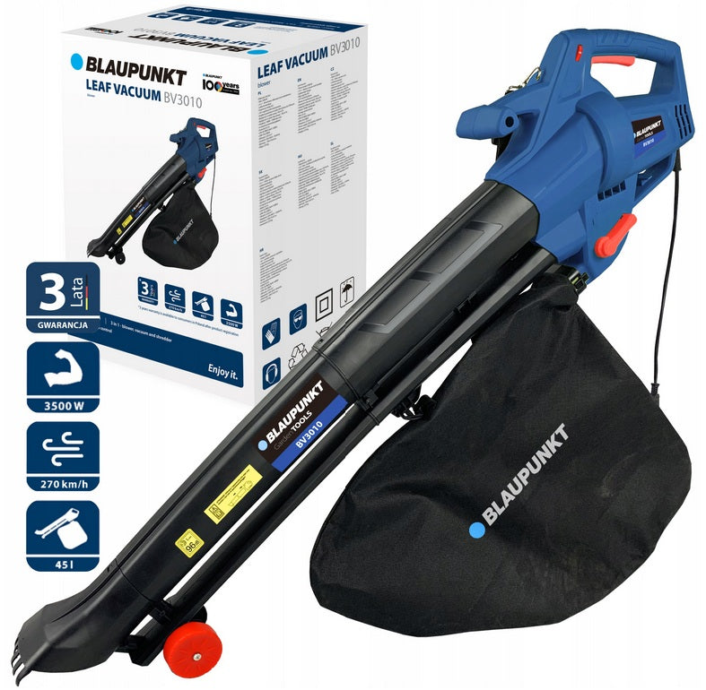 Leaf Vacuum Cleaner Garden Blower Electric 3500W 45L Shredder 3in1