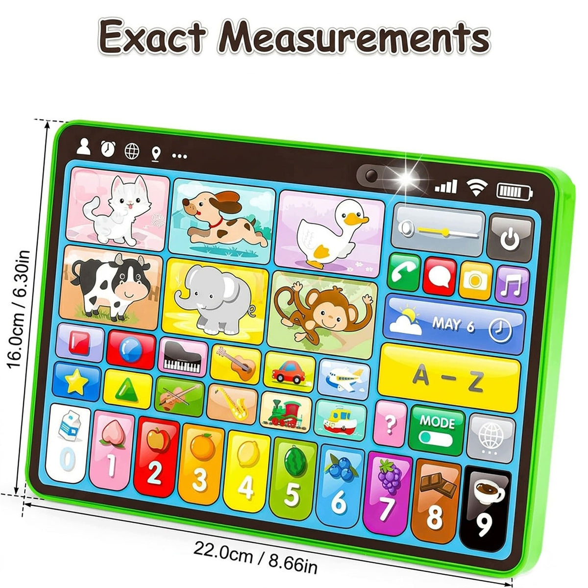 Learning Tablet for 1-3 Toddlers Educational Toy with Sounds&Speech Therapy Manufacturer code 06#-WJ-PBXXJ-Green