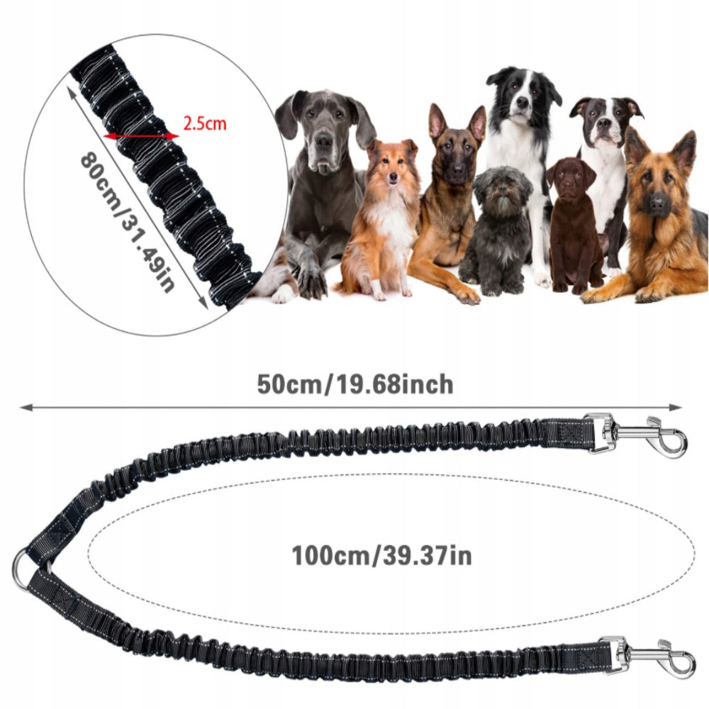 Leash Splitter for 2 Dogs Double with Reflective Shock Absorber 25mm Packaging status original