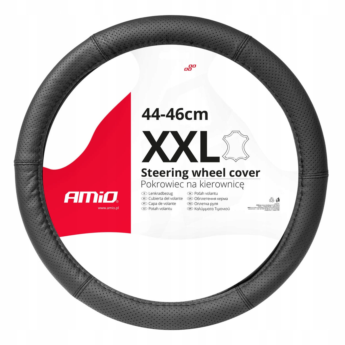 Leather Cover Perforated Car Steering Wheel Cover XXL 44-46