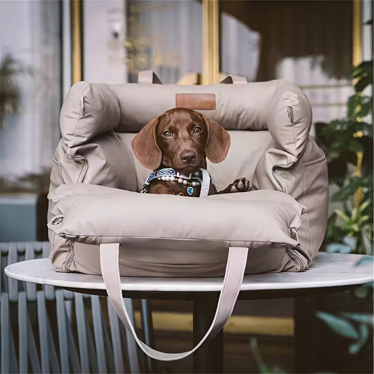 Leather Transporter Bed Cat Dog Bag for Car Premium
