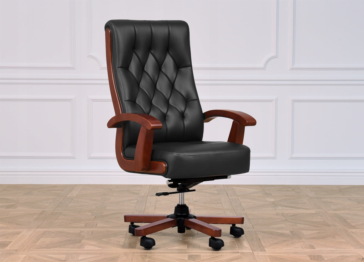 Leather chair CONSUL black Furniture depth 78 cm