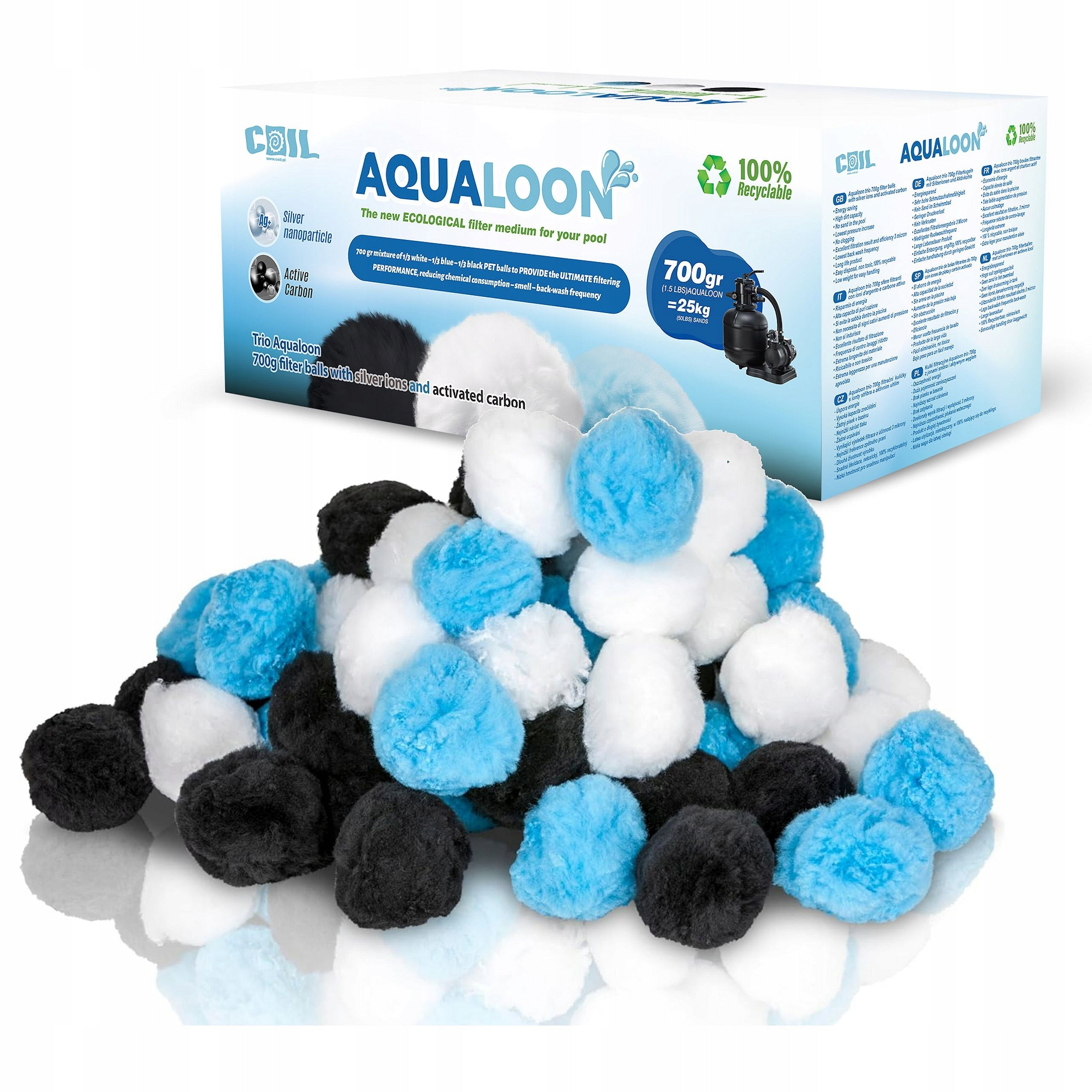 Lebula filtrační kuličky Aqualoon Trio pro pískovou pumpu do bazénu balení