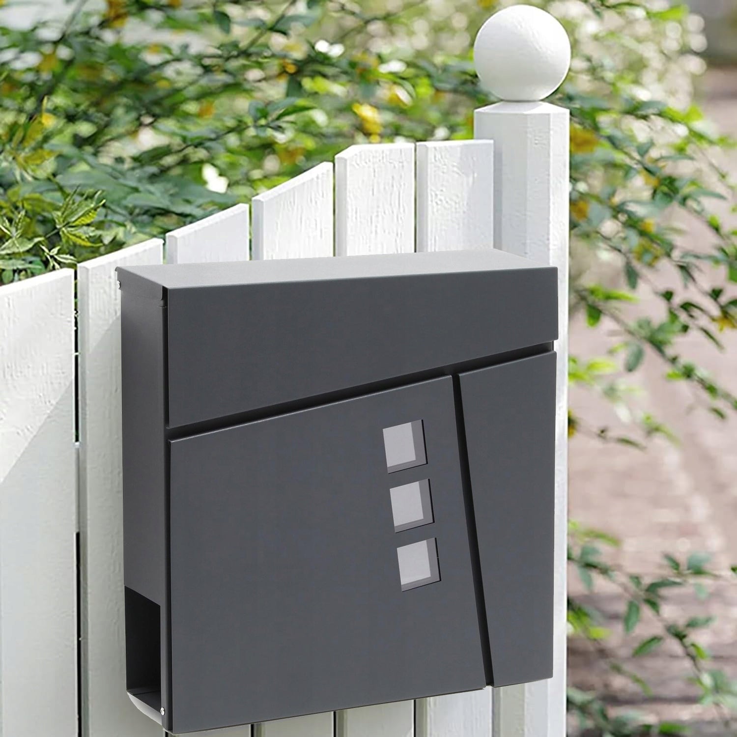 Letterbox for letters leaflets newspaper STALOWA 2x Key MODERN Box type slot with a newspaper holder