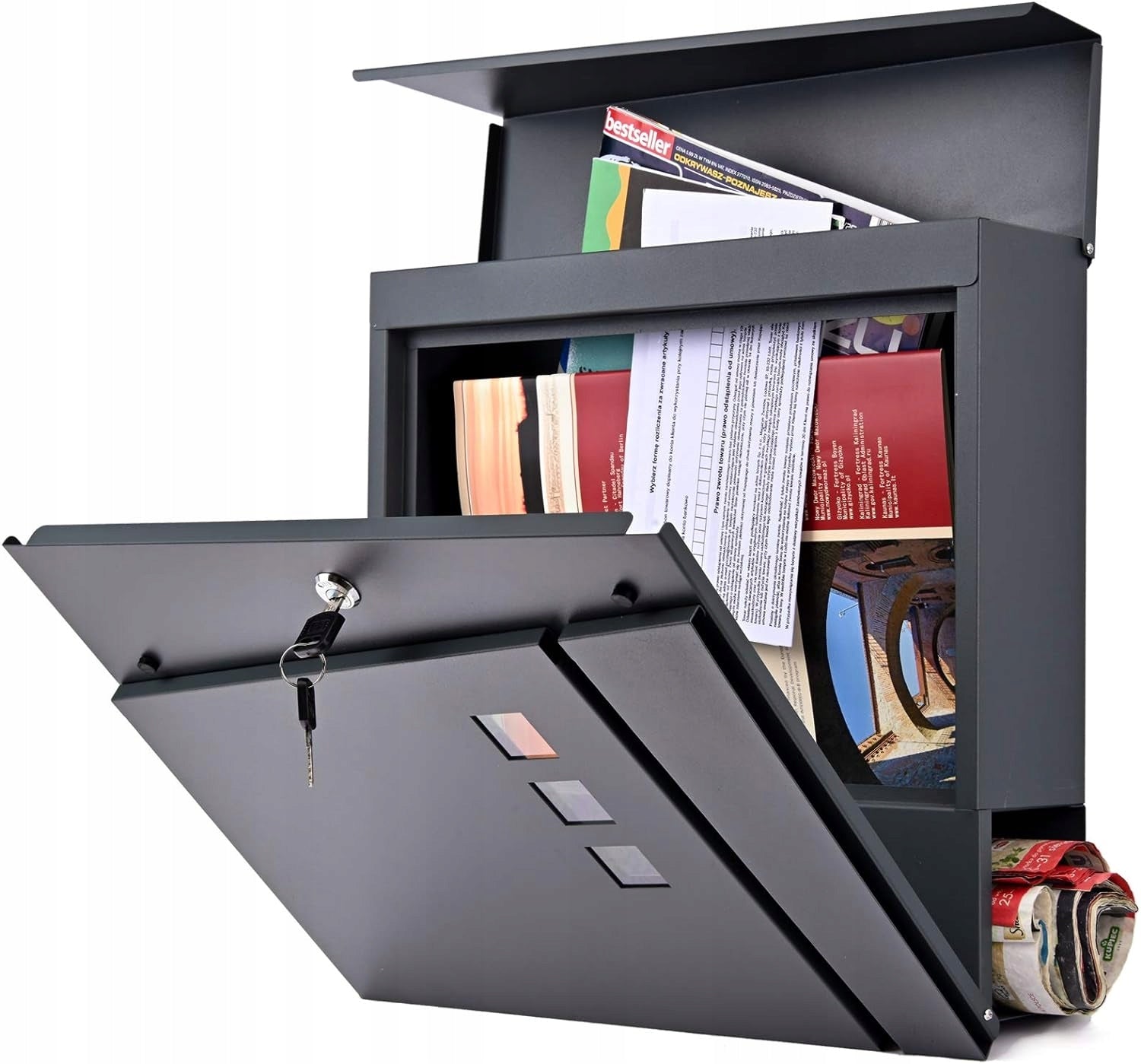Letterbox for letters leaflets newspaper STALOWA 2x Key MODERN Certificates of conformity CE