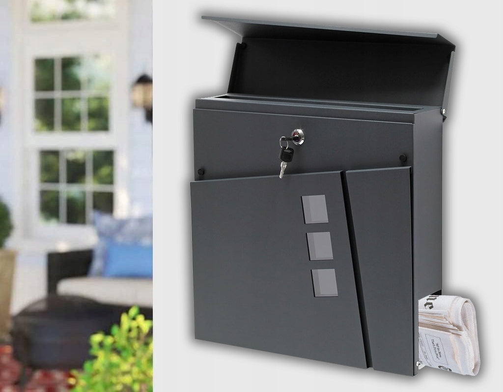 Letterbox for letters leaflets newspaper STALOWA 2x Key MODERN Product height 37 cm