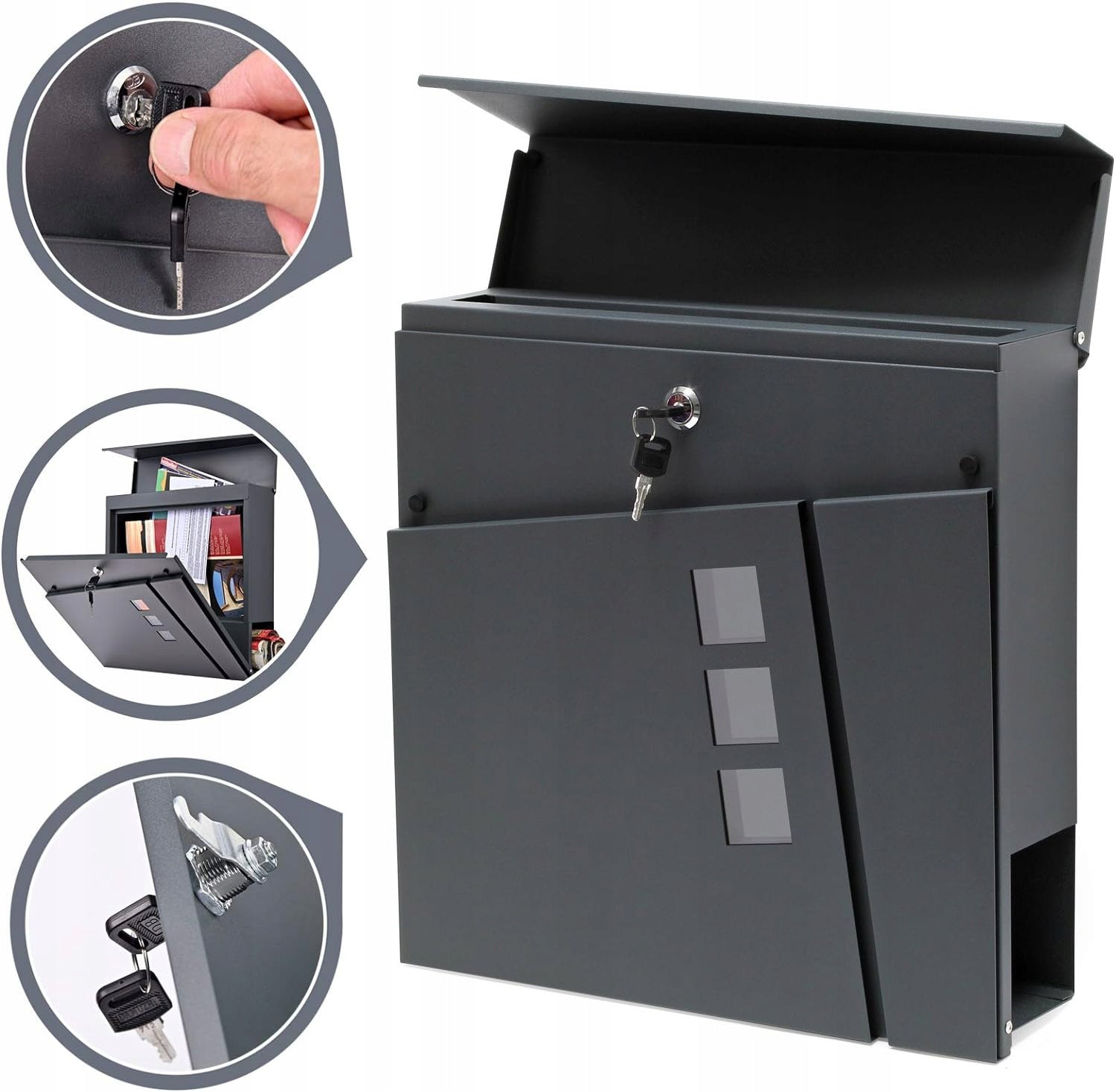 Letterbox for letters leaflets newspaper STALOWA 2x Key MODERN Product width 37 cm