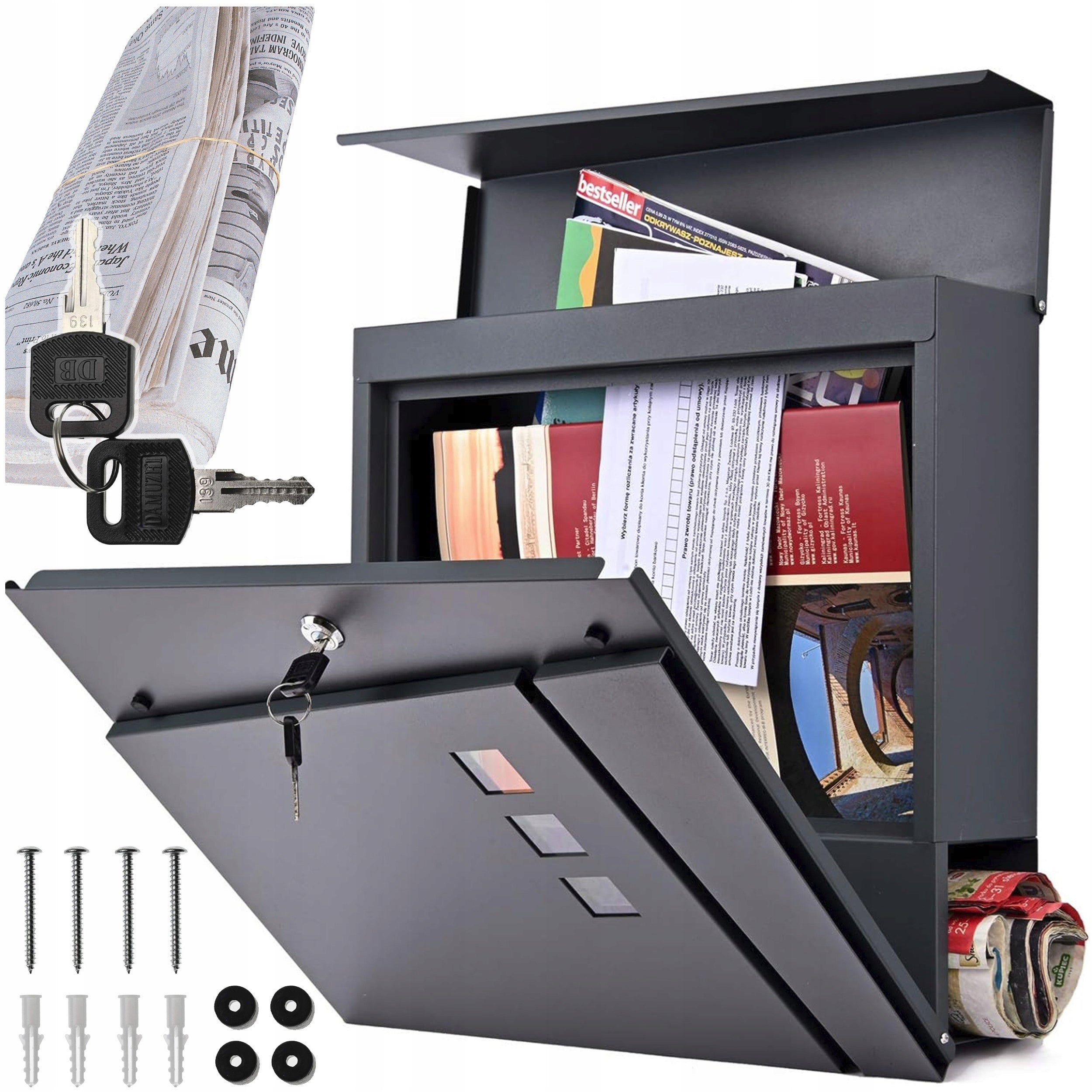 Letterbox for letters leaflets newspaper STALOWA 2x Key MODERN