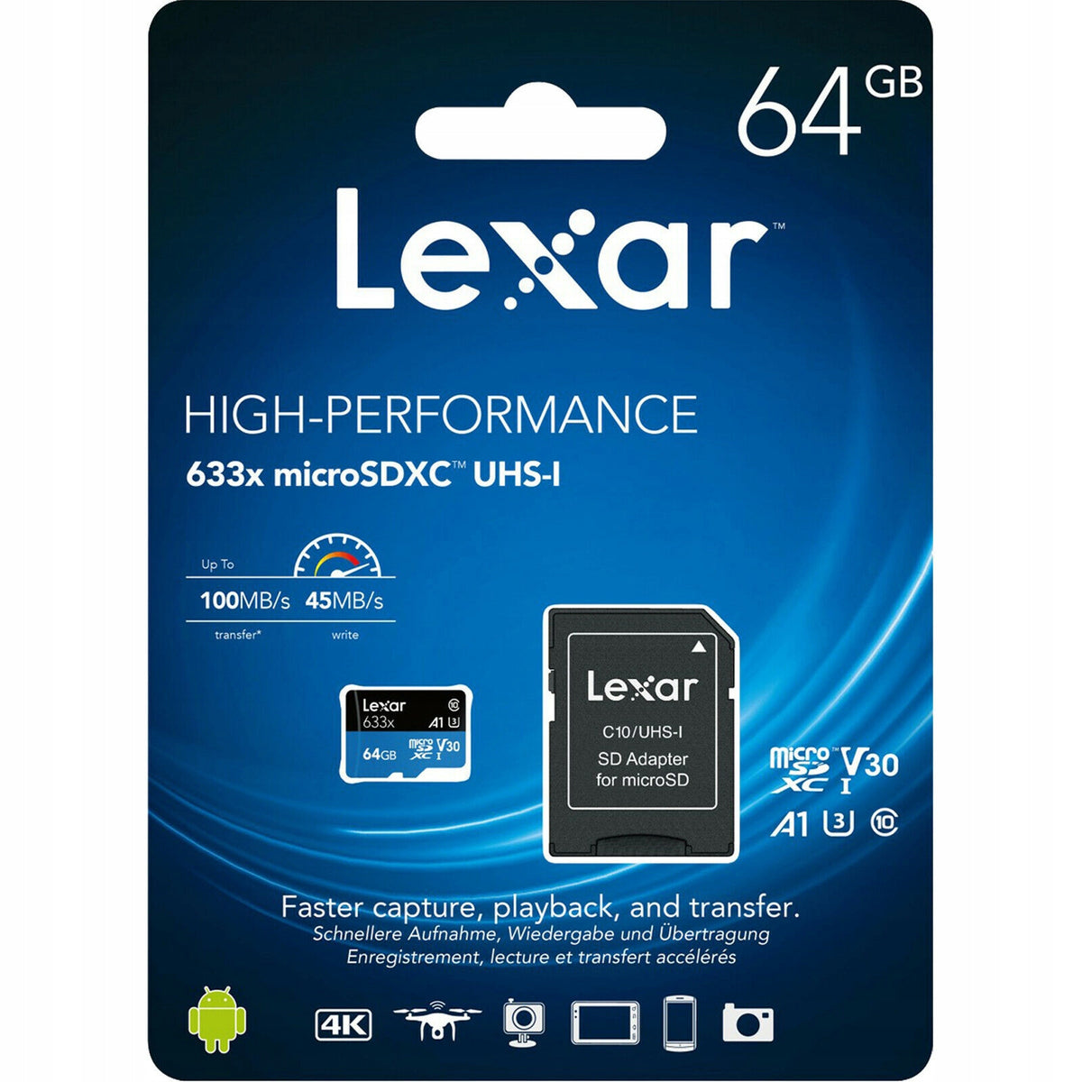 Lexar LSDMI64GBB633A High-Performance 64GB micro SDXC memory card Packaging status original