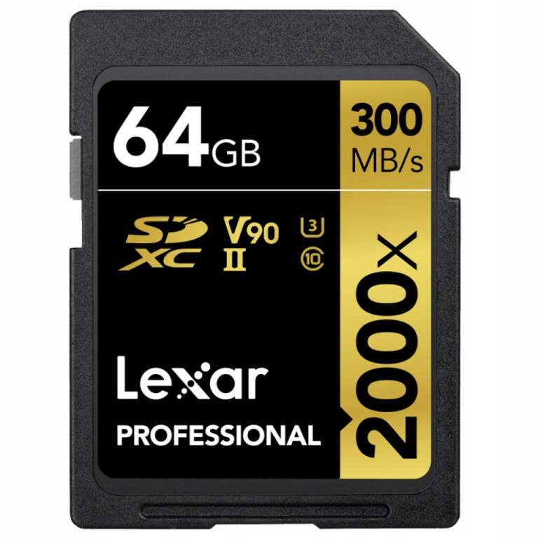 Lexar Pro 64GB 2000X SDHC/SDXC UHS-II U3 V90 Memory Card