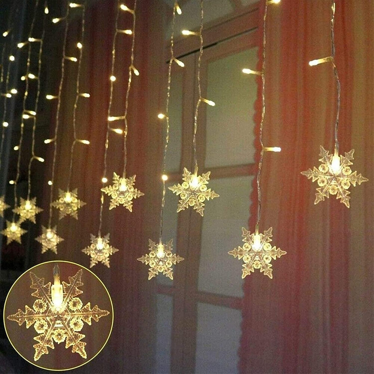 Light Curtain 96 LEDs Falling Snowflakes 3,5m IP44 8 Modes Brand no brand