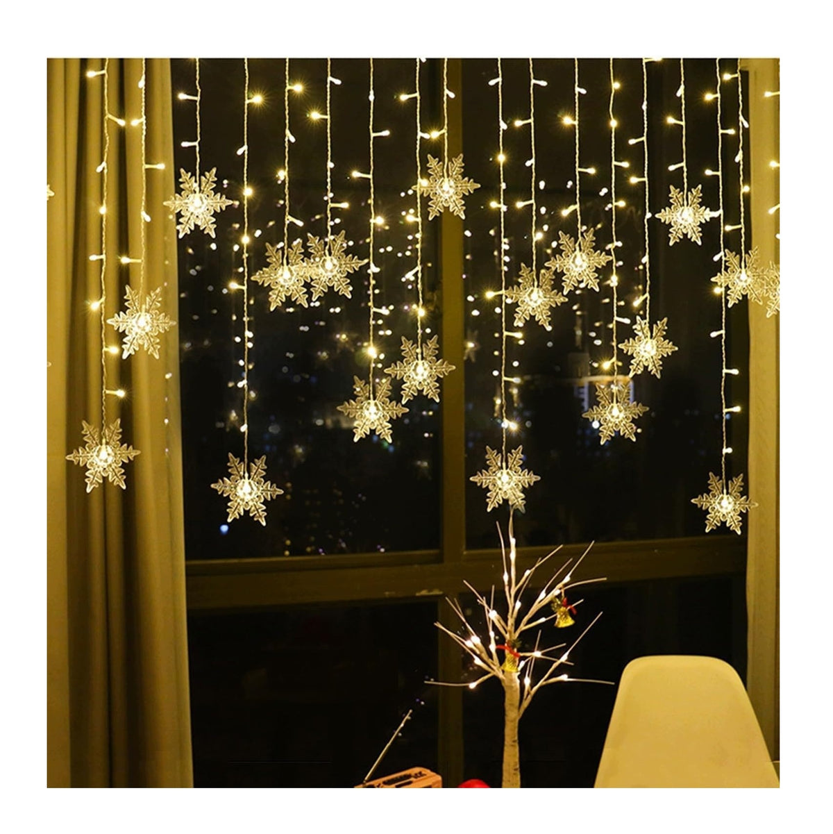 Light Curtain 96 LEDs Falling Snowflakes 3,5m IP44 8 Modes
