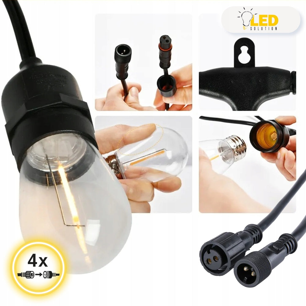 Light garden garland 15 m x 15 LED bulbs IP65 year-round chain Packaging status original