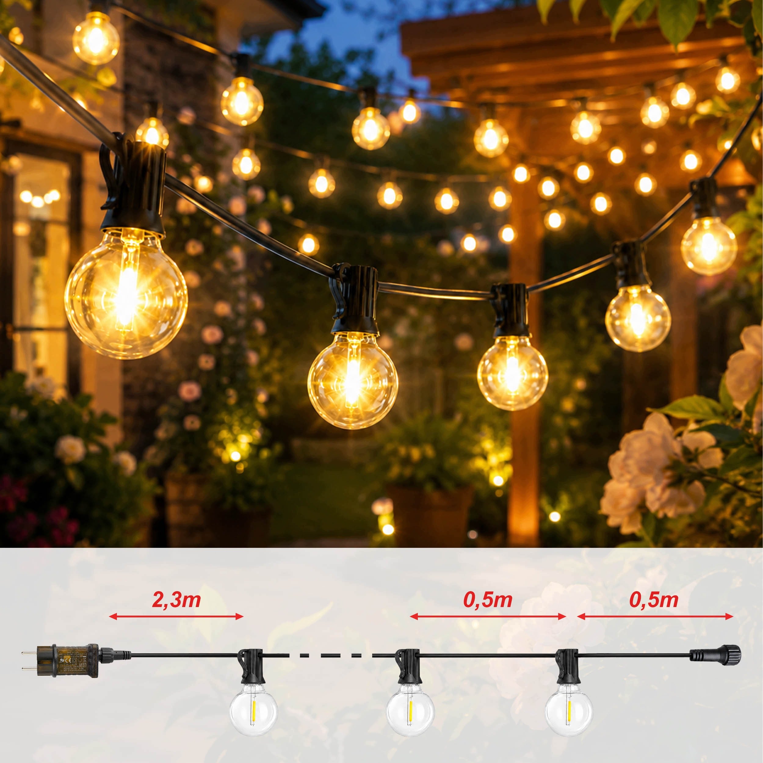 Light garden garland 20m 36x LED mains bulb Pilot +Freebie 2xE12 Manufacturer code Girlanda LED E12 20m 36x E12 Remote