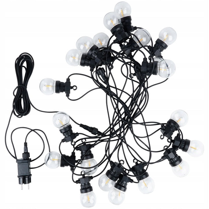 Light garland 20 LED with timer 14,5 m Decorative chain retro Balls Length 9 cm