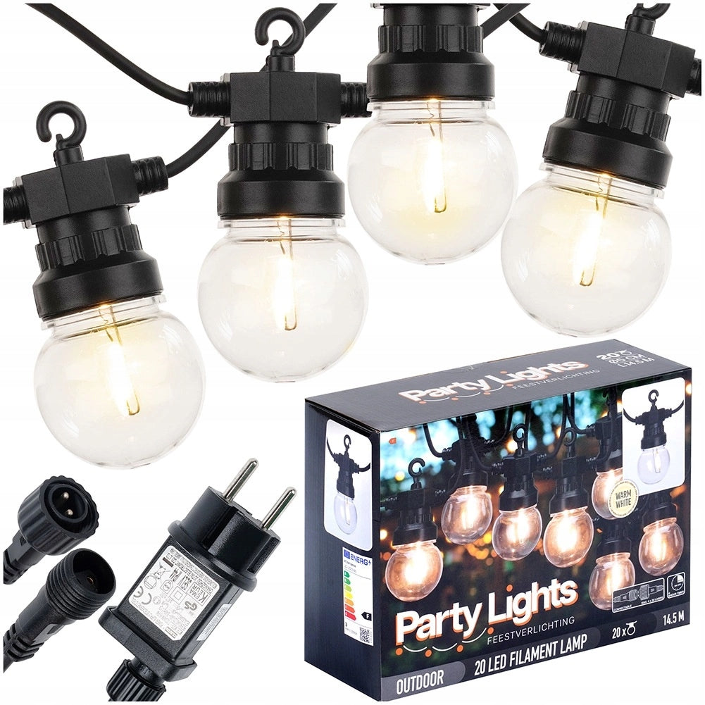 Light garland 20 LED with timer 14,5 m Decorative chain retro Balls Packaging status original