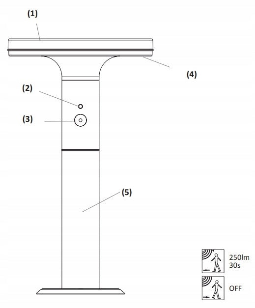 Lighting post round Ecolight integrated LED source 37 cm grey Product height 37 cm