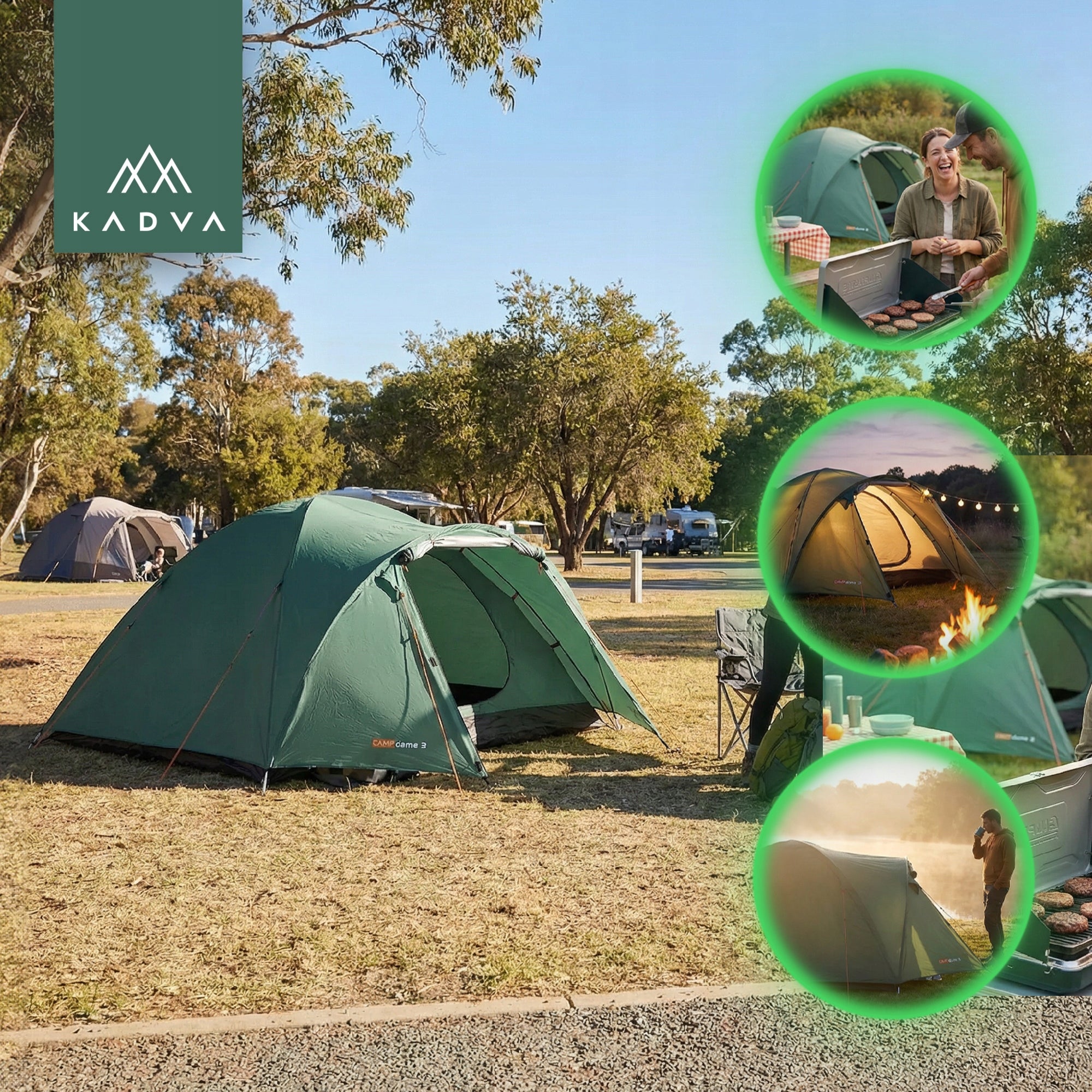 Lightweight camping tent for 3 persons KADVA CAMPdome 3 HIKING WATERPROOF Model CAMPdome 3