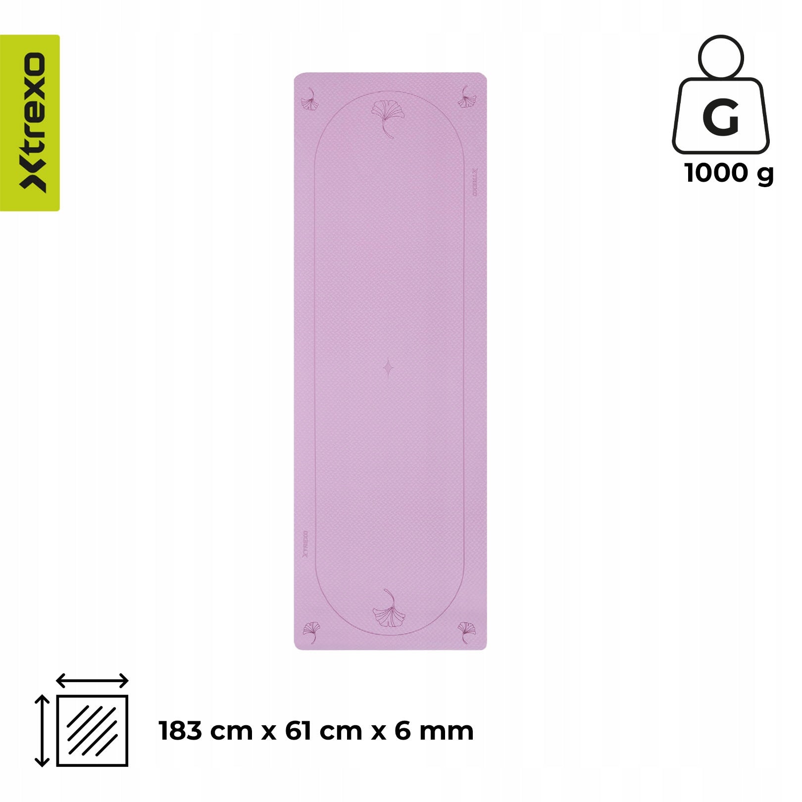 Lightweight non-slip fitness mat for yoga exercises XTREXO EcoGrip 6mm Manufacturer code TXO-B5C015-VT
