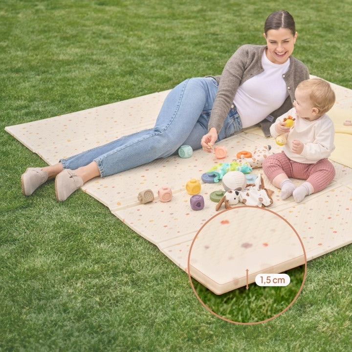 Lionelo Beige BOHO foam educational mat large double-sided 180x201cm ZORA Brand Lionelo