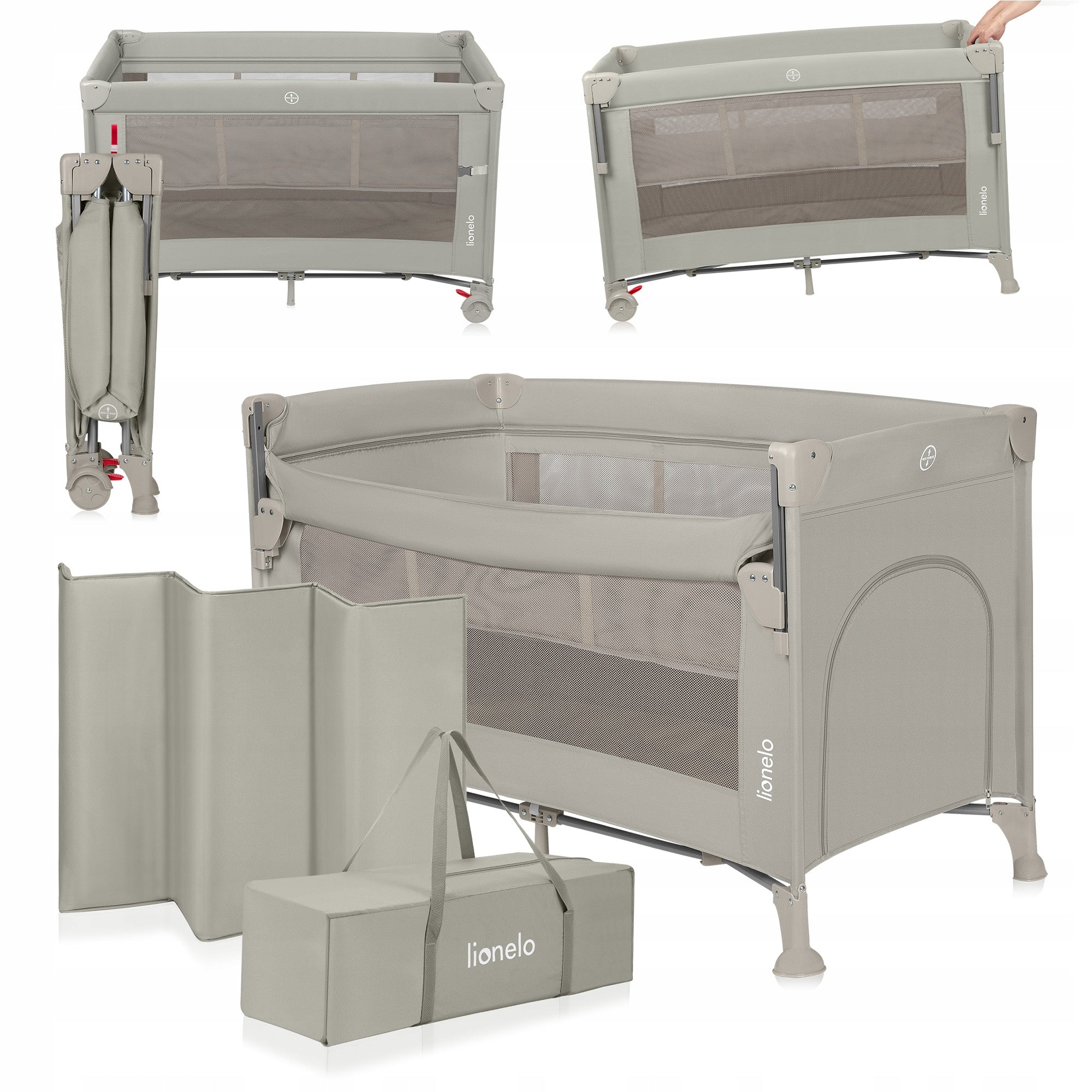 Lionelo Ellen Beige Sand Travel Cot with Side Entrance Manufacturer code LO-ELLEN BEIGE SAND