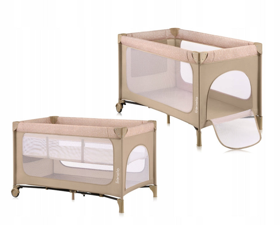 Lionelo Jasmin Easy Fold Travel Cot 2-Tier Beige Sand