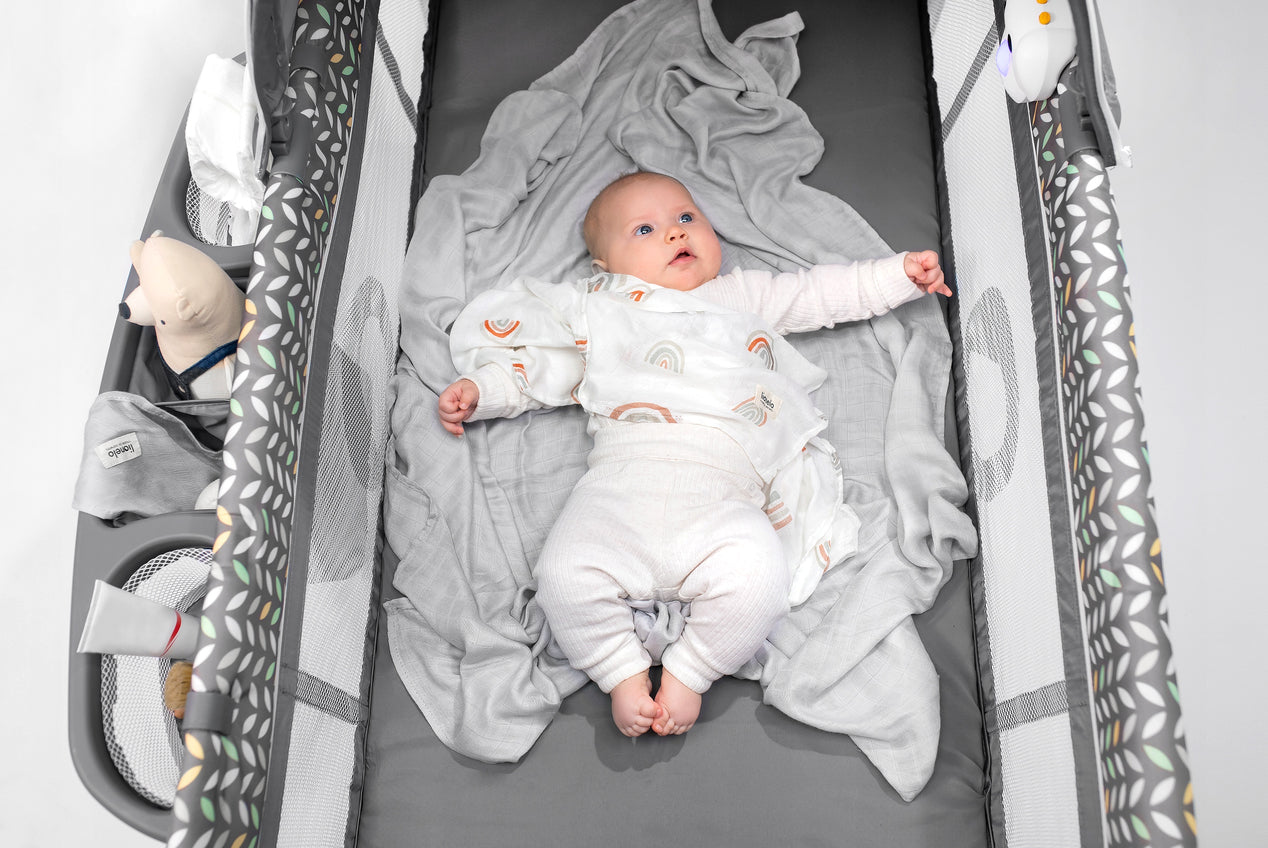 Lionelo SVEN plus 2-level GREY CONCRETE folding cot Brand Lionelo