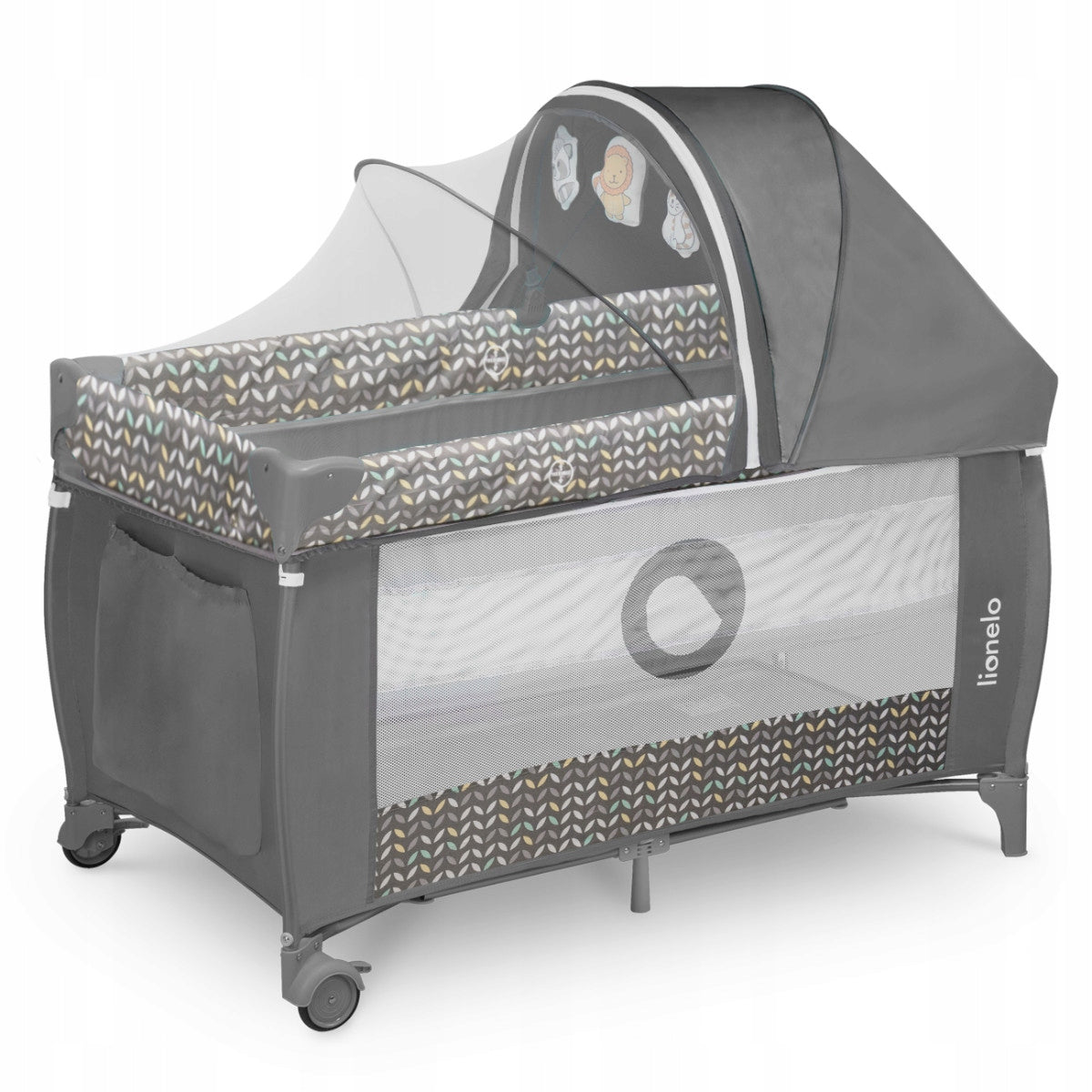 Lionelo SVEN plus 2-level GREY CONCRETE folding cot Color gray