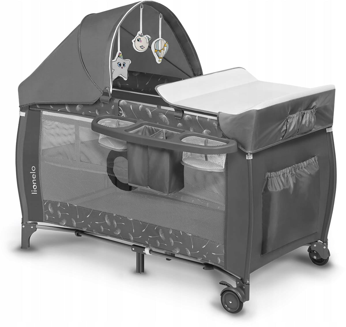 Lionelo SVEN plus 2-level GREY CONCRETE folding cot