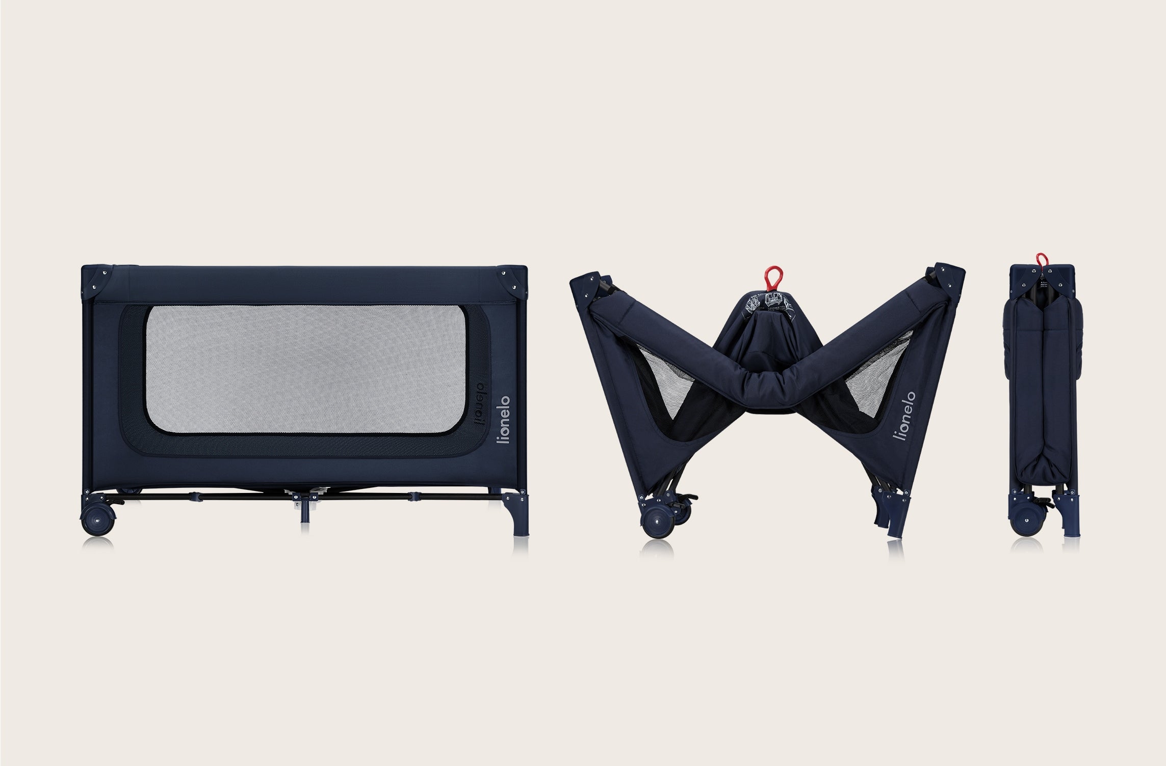 Lionelo travel cot Jasmin Easy Fold Navy Blue Manufacturer code montaż bez narzędzi, materac, 0-36 miesięcy