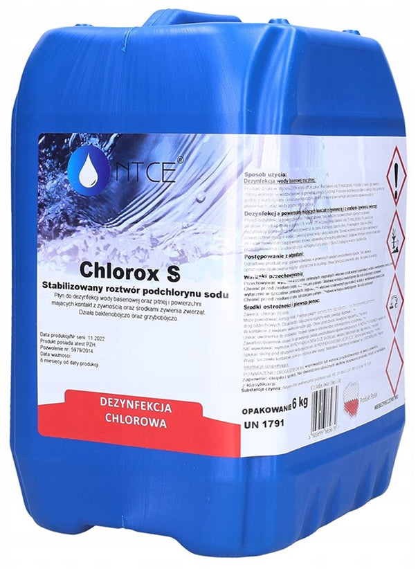 Liquid chlorine 5L for swimming pool jacuzzi sodium hypochlorite NTCE EBAN Chlorox S Packaging status original