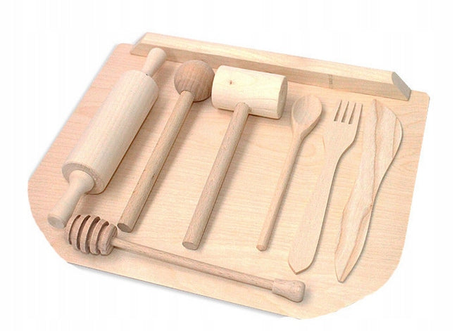 Little Chef's Toy Wooden Set with Montessori Stool