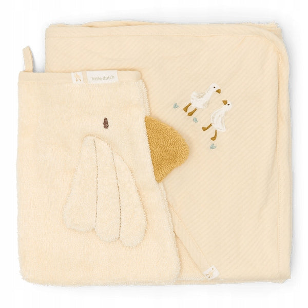Little Dutch Little Goose Bathtub Gift Set Washcloth and Cover Packaging status original