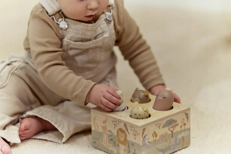 Little Dutch Safari Friends FSC Wooden Pop-up Toy Packaging status original