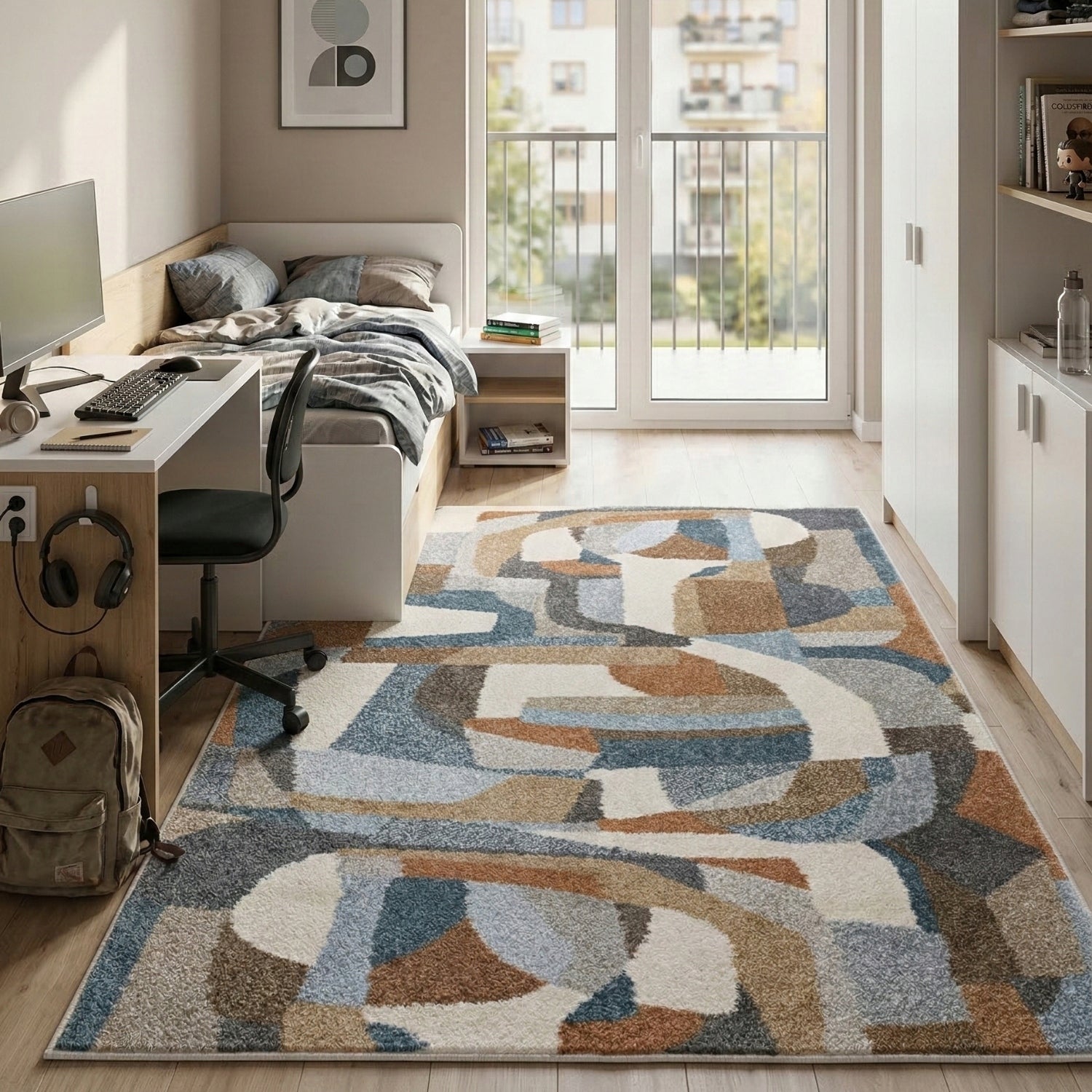 Living Room Rug 160x230cm Premium Dense Decent Modern Colorful Art Packaging status original