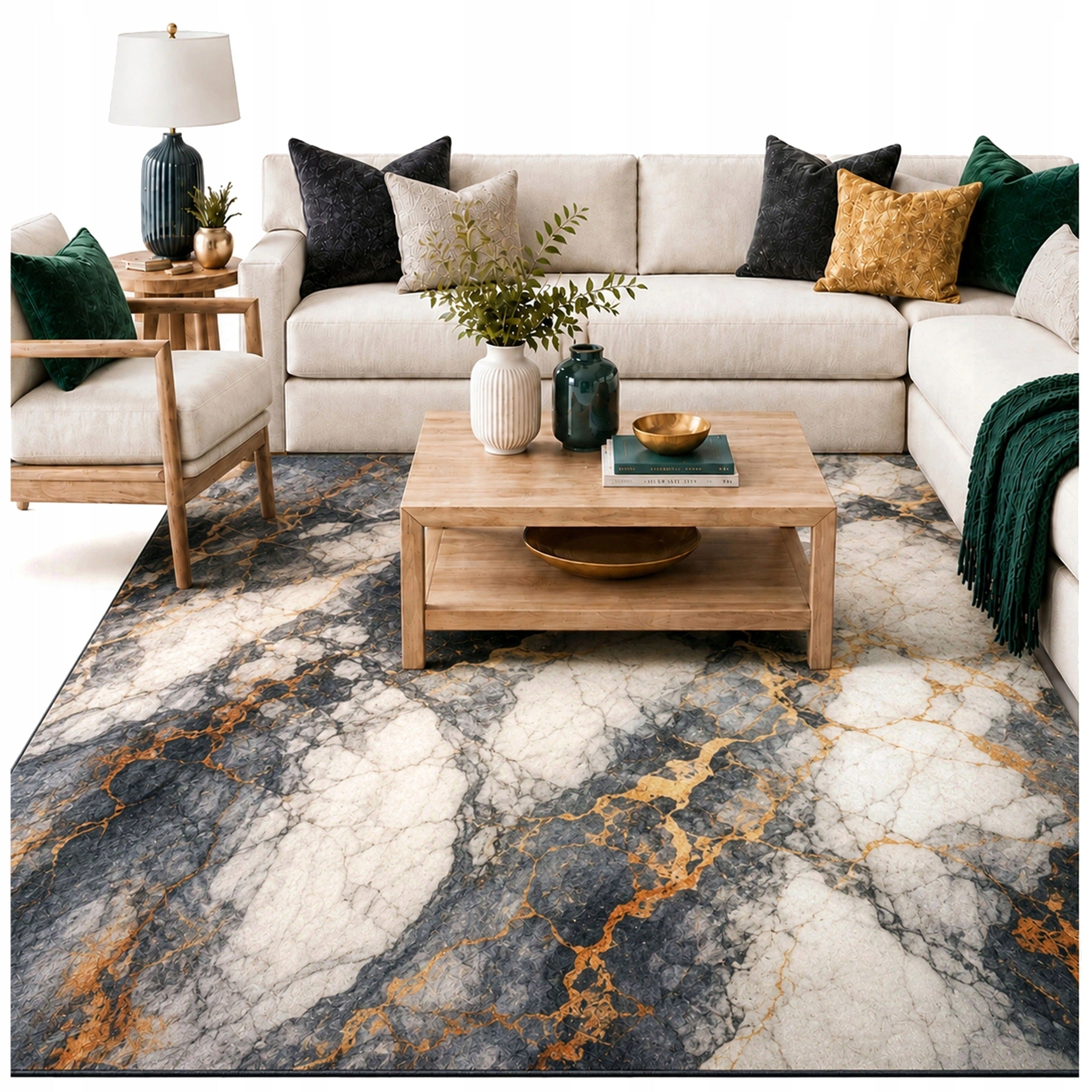 Living room rug 160x220 modern NOVO Marble non-slip soft