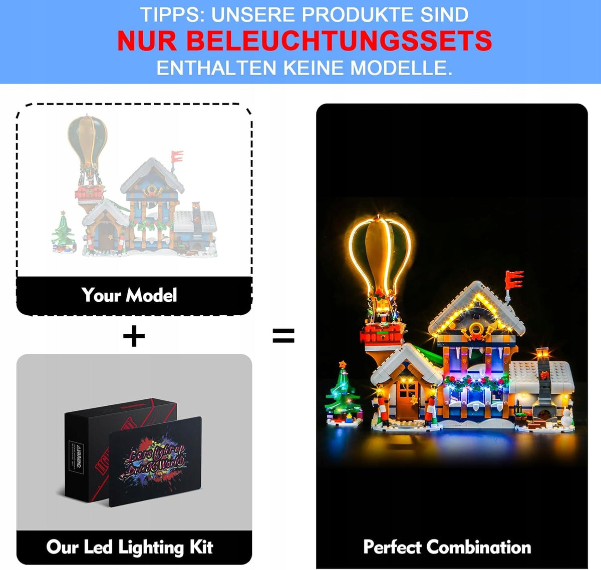 LocoLee Lighting Kit Compatible with Lego 10339 Santa Claus Mail Manufacturer code AAAABBB1001866