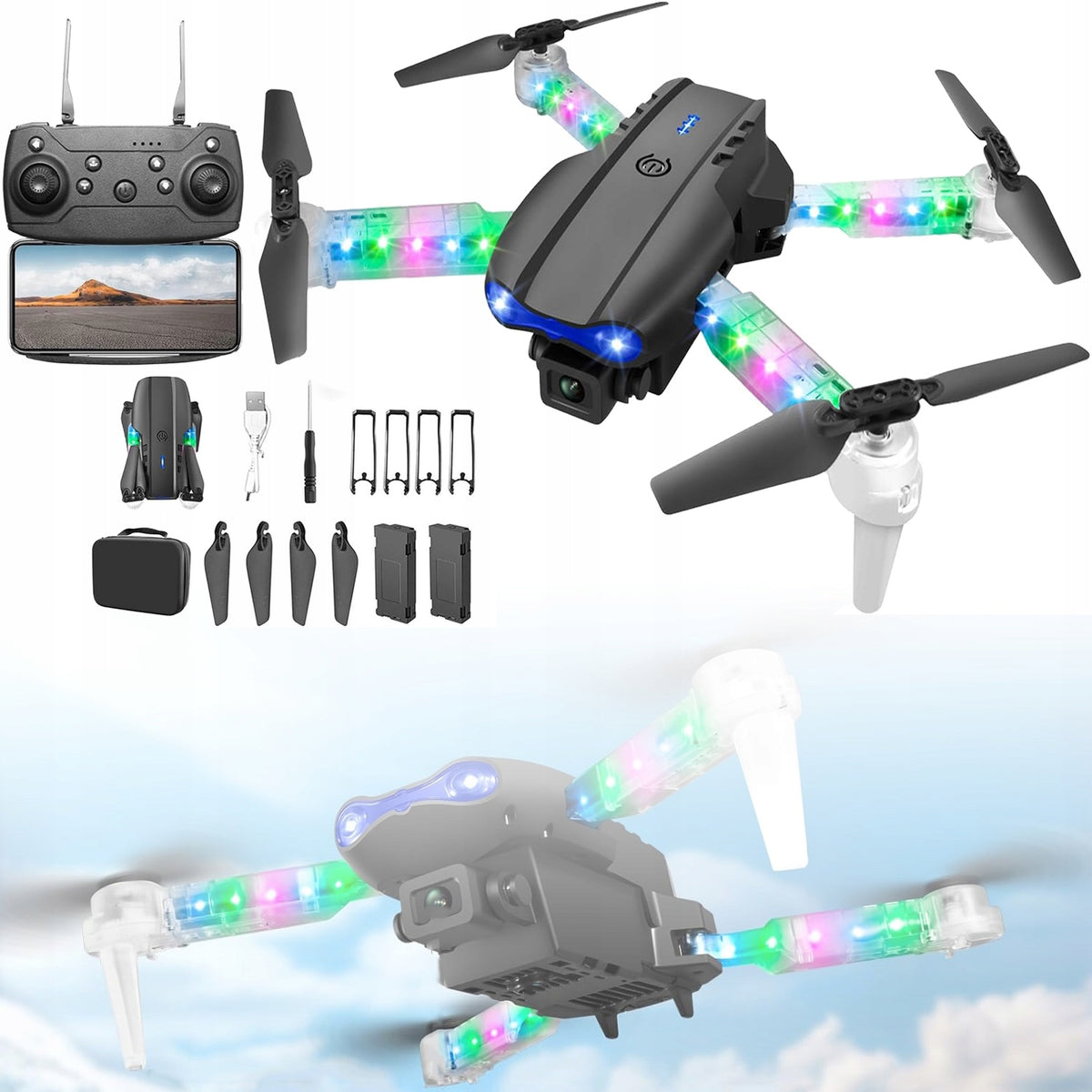 Long Range Folding Drone, Two Cameras, Smart Flight in the Hover