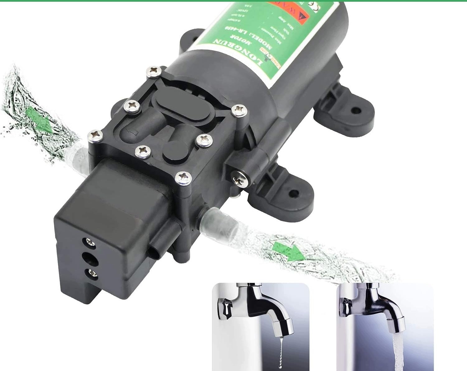 Longrun Self-priming Water Pump 12V Membrane 6L/min 100psi For RV Pump capacity l/h 501 - 1000 l/h